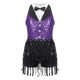 thumbnail image 3 of YONGHS Kids Girls Sequins Dance Tassel Dress for Teens Ballet Latin Chacha Rumba Ballroom Dancewear Purple 16, 3 of 7