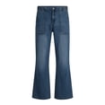 thumbnail image 4 of hoksml Men's High Waisted Flare Jeans Elastic Back Waist Vintage 70s Wide Leg Denim Pants Casual Retro Trousers, 4 of 6