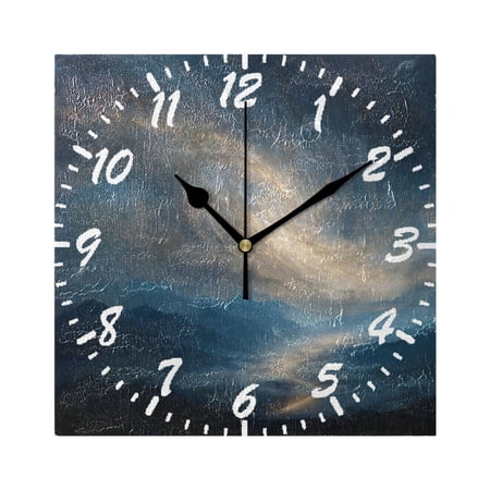 7.78in Square Artistic Wall Clock Dual-Purpose Tabletop & Hanging Decor Silent Non-Ticking Clocks for Home Office Golden Nebula