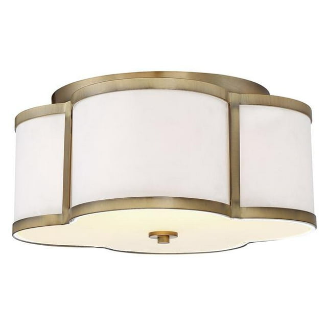 Meridian M60020NB 3 Light Semi Flush - Natural Brass with White