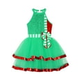 thumbnail image 3 of Zaldita Kids Girls Christmas Elf Dress Dance Costume Shiny Sequins Ballet Dance Dress Xmas Party Tutu Green 14, 3 of 5