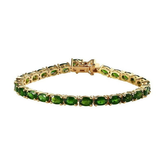 925 Chrome Diopside Tennis Bracelet in Vermeil Yellow Gold Plated Over Sterling Silver 12.25 ctw Anniversary Gift Gift for Mom, Gift For her