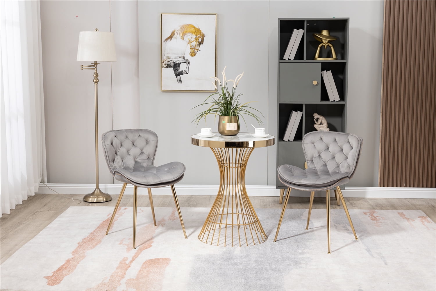 Velvet Dining Chair Set of 2, Modern Tufted Upholstered Accent Chair