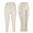 thumbnail image 2 of Sevevn Capri Leggings for Women High Waisted Capri Leggings with Pockets for Women Tummy Control Yoga Pants Women Beige M, 2 of 8