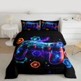 thumbnail image 2 of Feelyou Cartoon Red Gamepad Full Size Comforter Sets for Kids, Neon Square Honeycomb Bedding Comforter Set, Modern Video Gaming Reversible Bedding Sets, Microfiber Bedroom Decor, 3pcs, 2 of 8