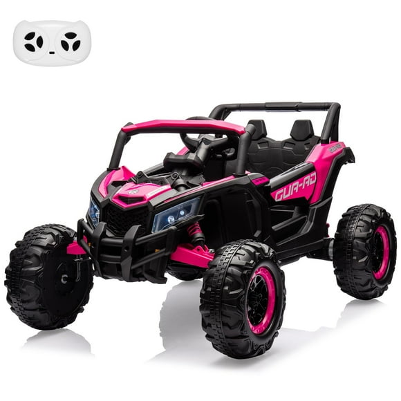 Towallmark Ride on UTV Car, 24V Battery Powerd Electric Off-Road UTV Car w/Remote Control, 200W Motor, Spring Suspension, Music, LED Lights, Ride on Car for Boys Girls,Rose