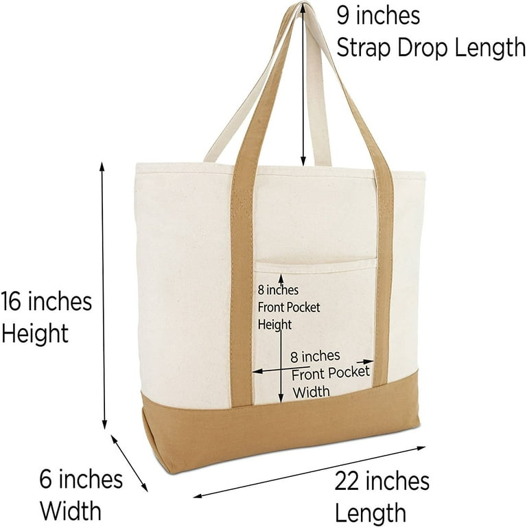 Plain Cotton Multi-pocket Tote Bag with Zipper, Women Canvas Bag, 5-10 Kgs,  Size/Dimension