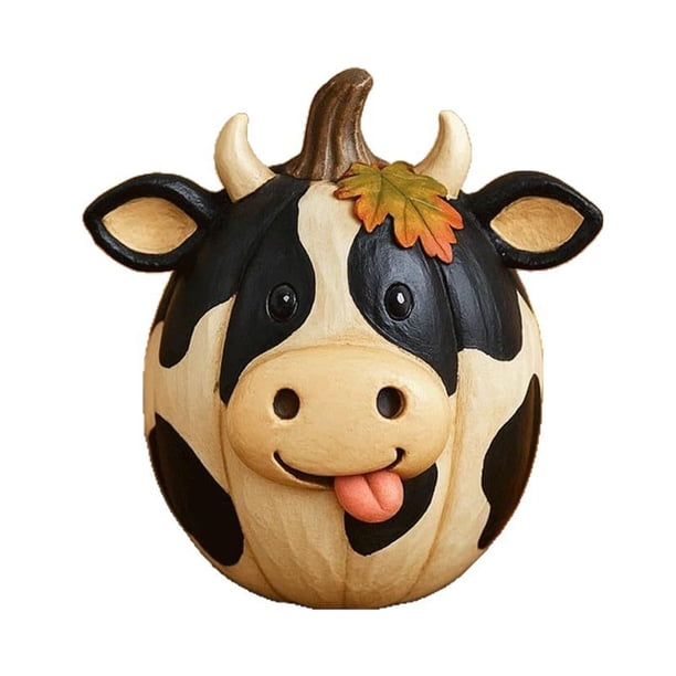 Naiovety Bonita decoración de cerdo, divertidas estatuas de otoño, estatua de calabaza de Halloween para de comedor y chimenea (cerdo, vaca, Kits de decoración para fiestas vaca