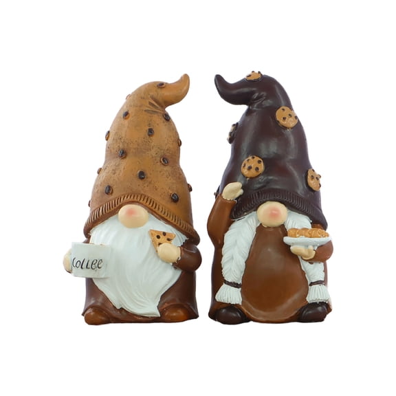 Mothers Day Card Coffee Lover Gnome Figurines Set Of 2 Funny Gnomes Resin Statues Holding Cup And CookiesCute Kitchen Coffee Bar Decor Shelf Decor Gift