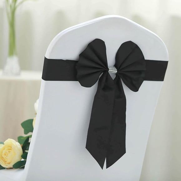 Premium Efavormart 5 Pack Black Reversible Chair Sashes with Buckle Double Sided Bow Tie Chair Bands Satin & Faux Leather Chair Sash Black - Suitable for a Variety of gardening requirements
