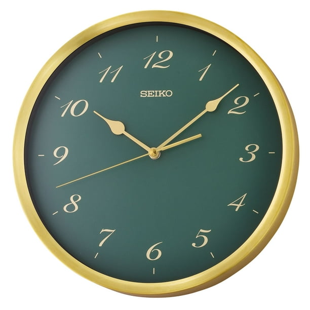 Seiko Glamourous Saito Round Wall Clock, Emerald Green, Quartz, Analog,  QXA784FLH 