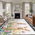 thumbnail image 2 of Spring Rabbits Large Area Rugs 5x8 ft Pink Rose Purple Flowers Daisy Easter Washable Rug Non Slip Indoor Carpet Absorbent Floor Mat for Living Room Bedroom Dining Room, 2 of 9