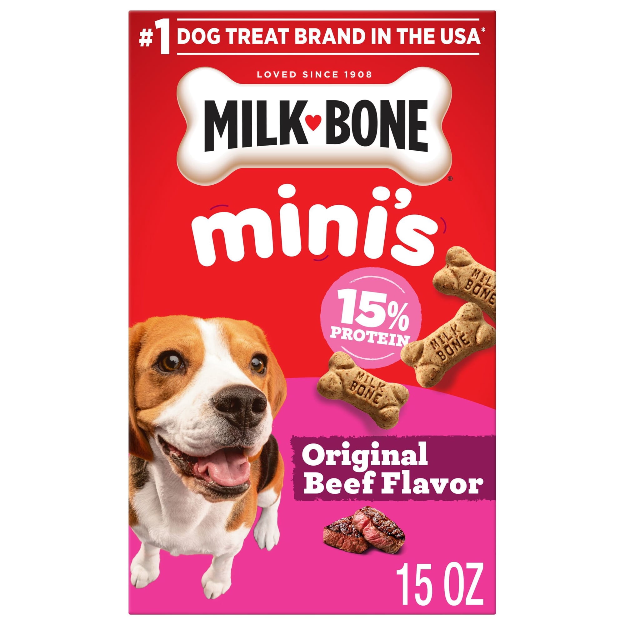 Milk Bone Mini’s Crunchy Mini Dog Treats, 15 oz Box, Original Beef Flavor