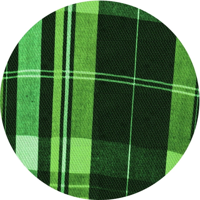 Ahgly Company Machine Washable Indoor Round Transitional Dark Forest Green Area Rugs, 6' Round