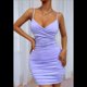 thumbnail image 5 of Vestidos de Cóctel para Mujer, Ajustados, con Escote en V, Tirantes Finos, Fruncidos, para Fiesta de Noche y Club Nocturno (2025) Púrpura M, 5 of 10