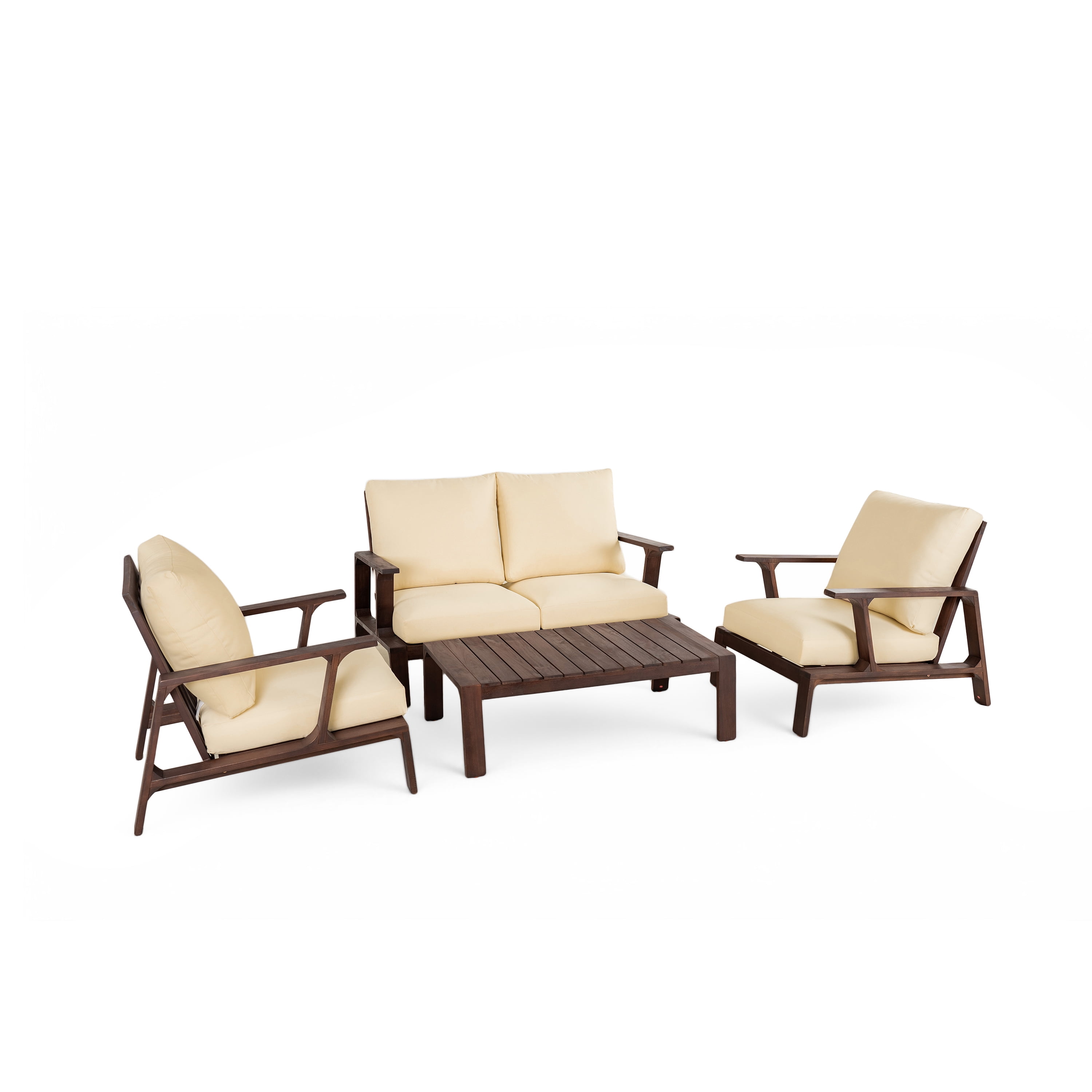 EUROCO 4 Pieces Outdoor Sofa Set 4-person Patio Seating Group Outdoor Conversation Set with Cushions and a Coffee Table for Patios, Gardens, or Balcony