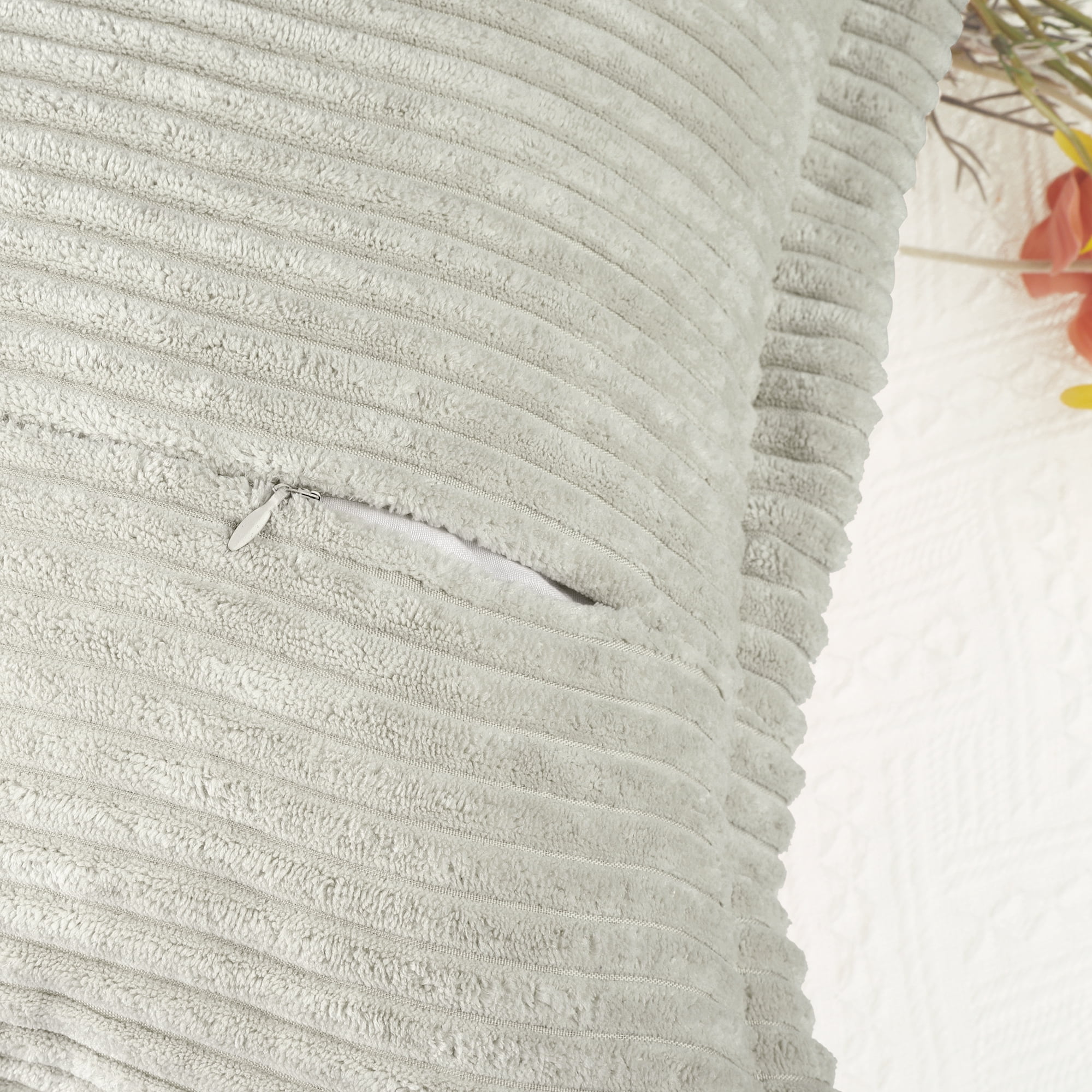 Unique Bargains 4 Pcs Solid Corduroy Throw Pillow Covers Wide Bordered Pillowcase Grey 18" x 18"