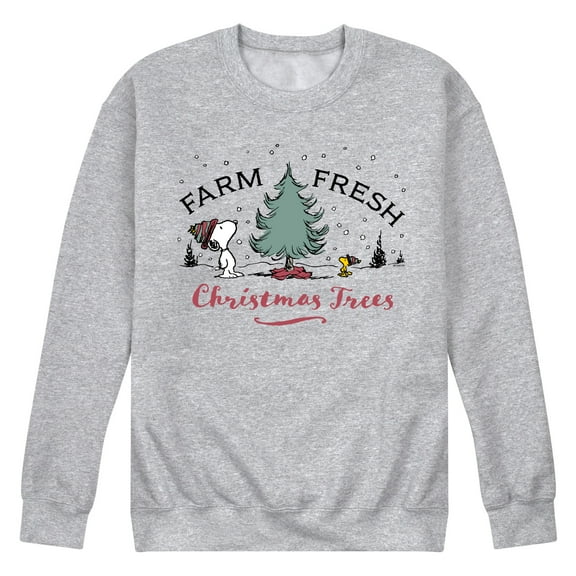 Peanuts - Farm Fresh Trees - Men's Crew Neck Fleece Pullover