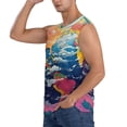 thumbnail image 3 of Balery Colorful Whimsical Earth Camisetas sin mangas para hombre, absorbe la humedad y protege contra el mal olor.-Large, 3 of 7