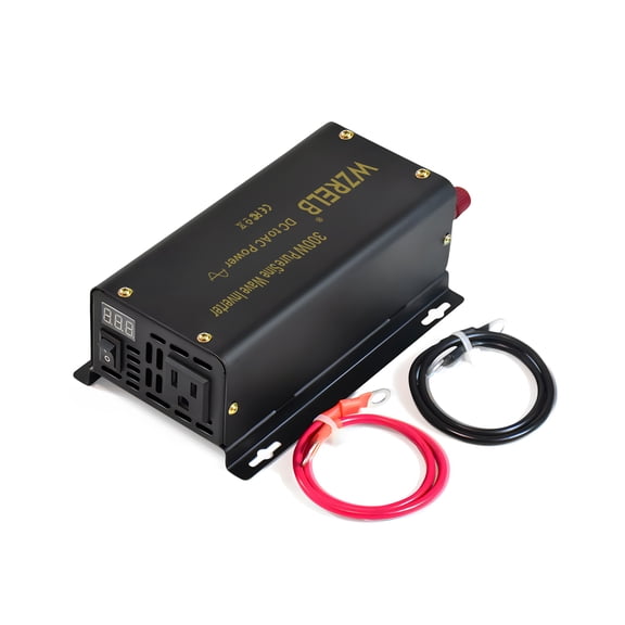 WZRELB 300W Pure Sine Wave Inverter 12V DC to 110V 120V AC Power Converter with LED Display, Off-Grid Portable Power Inverter with 2 AC Outlets for Home, RV, Truck, Camping