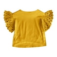 thumbnail image 5 of THDHVS Girls Casual Outfits,Summer Outfits Sets Clearance for Kids,Toddler Girls Summer Outfit Sleeveless Ruffle Top and Elastic Shorts Set Kids Short Set Yellow 1-2 Years, 5 of 7