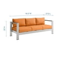 thumbnail image 3 of Lounge Sofa, Aluminum, Metal, Steel, Silver Orange, Modern Contemporary Urban Design, Outdoor Patio Balcony Cafe Bistro Garden Furniture Hotel Hospitality, 3 of 10