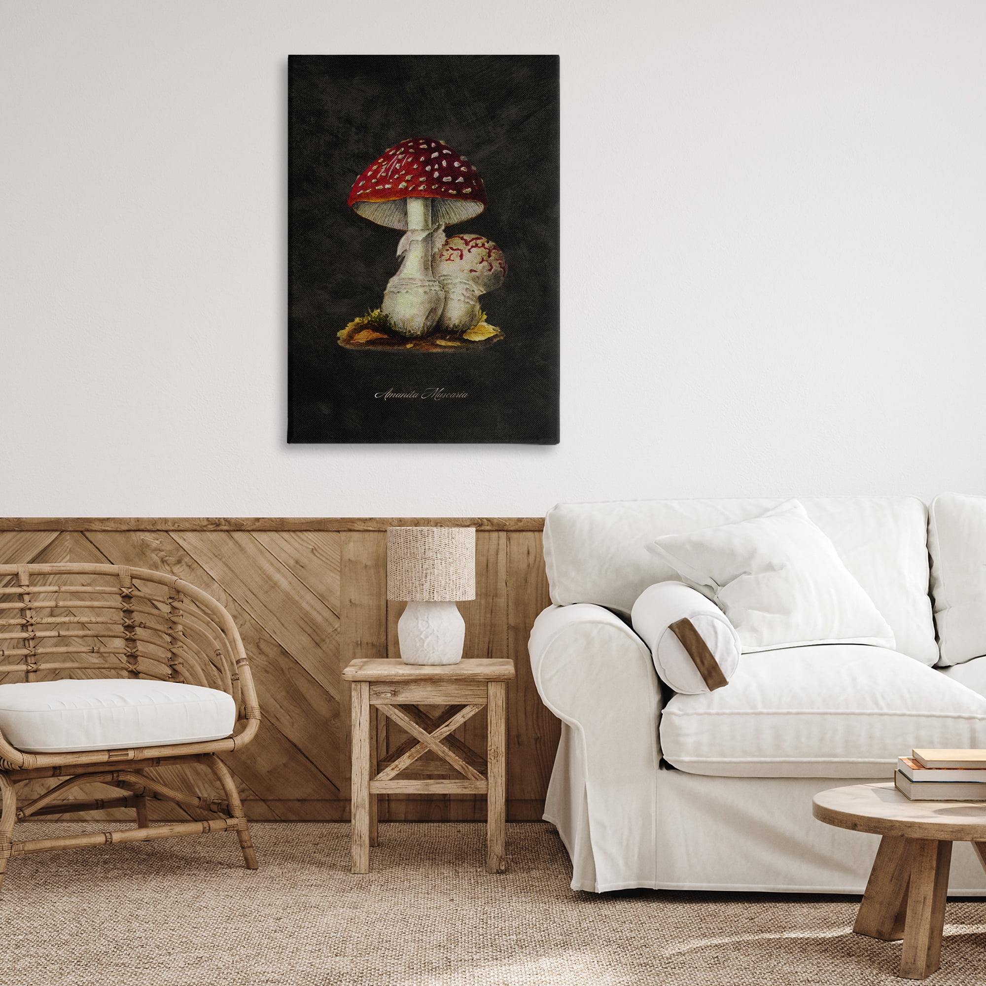 Stupell Industries Rustic Mushroom Pair Plants & Flowers Painting Wrapped Canvas Art Print Wall Art, 24 x 36