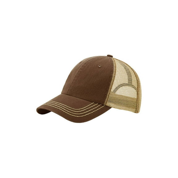 Unstructured Cotton Twill Wash Trucker Cap   GT Wristband, Coffee Khaki