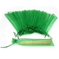 thumbnail image 1 of Bezall, 50 bolsas de regalo de organza, color verde, 26 x 6 cm, con cordón, 1 of 7