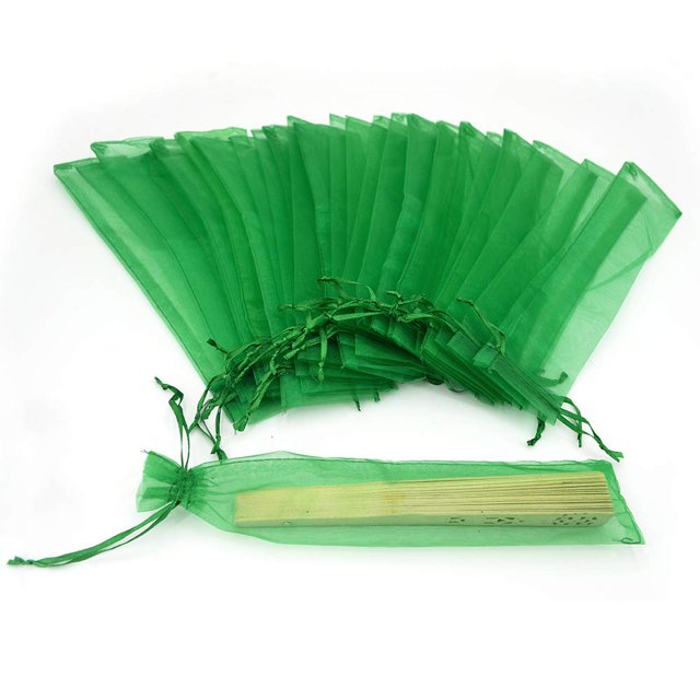 Bezall, 50 bolsas de regalo de organza, color verde, 26 x 6 cm, con cordón