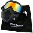 thumbnail image 4 of Birdz Eyewear Skylark Motorcycle Goggles Removable Face Mask Black Frames ReflecTech Red Lens, 4 of 6