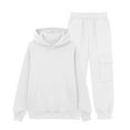 thumbnail image 4 of YunPes Sweatsuit Set for Boys Girls Plain Cotton Hoodies Athletic Pullover Sweatshirts Elastic Waist Cargo Sweatpants Set, 4 of 9