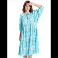 thumbnail image 1 of Vestido Midi Holgado Informal de Verano para Mujer, con Escote en V, Cordones, Media , Estampado Geométrico Bohemio Esmeralda M, 1 of 10