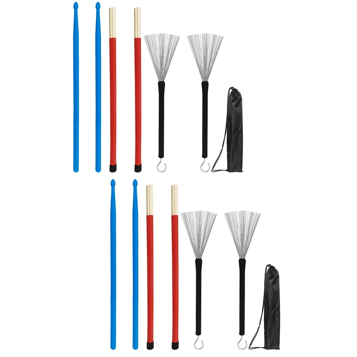 HOMEMAXS 2 Sets of Drumstick And Drum Wire Set Percussion Instrument Mallet And Drum Brush With Bag
