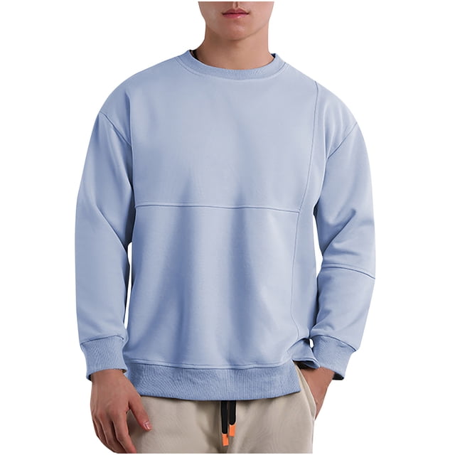Blusas y camisas de manga larga con cuello redondo para hombre, sudaderas casuales de moda, jersey de cuello redondo, sudadera de manga larga, blusa para hombre