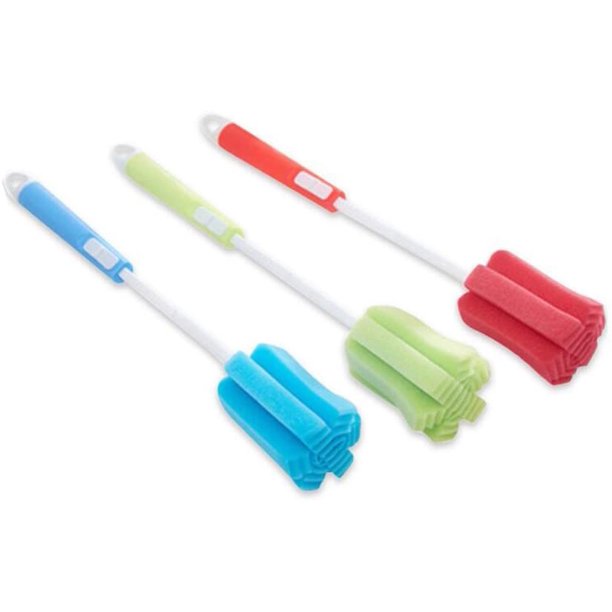 cepillos de limpieza de botellas de esponja ajustables con mango largo de plástico, cepillo de taza, cepillo de lavado para decantador de vidrio, botella de vino, botella de comida (color al azar) esquí esquí Gafas de esquí