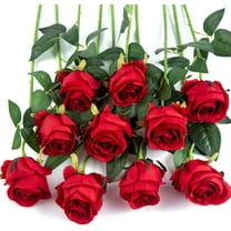 XmhyTop-A 10pcs Artificial Rose Flowers Long Stem Fake Silk Roses for DIY Wedding Bouquet Home Decor (Red)