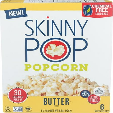 Skinny Pop Butter Microwave Popcorn, 16.8 Oz - Pack of 2