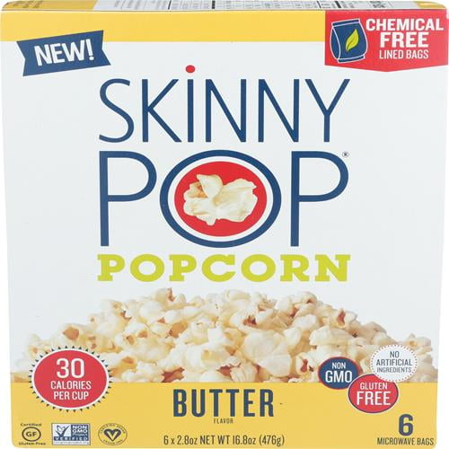 Skinny Pop Butter Microwave Popcorn, 16.8 Oz - Pack of 2