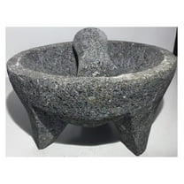 Made in Mexico Genuine Mexican Manual Guacamole Maker Volcanic Lava Rock Stone Molcajete/Tejolote Mortar and Pestle Spices Grains 7" Large