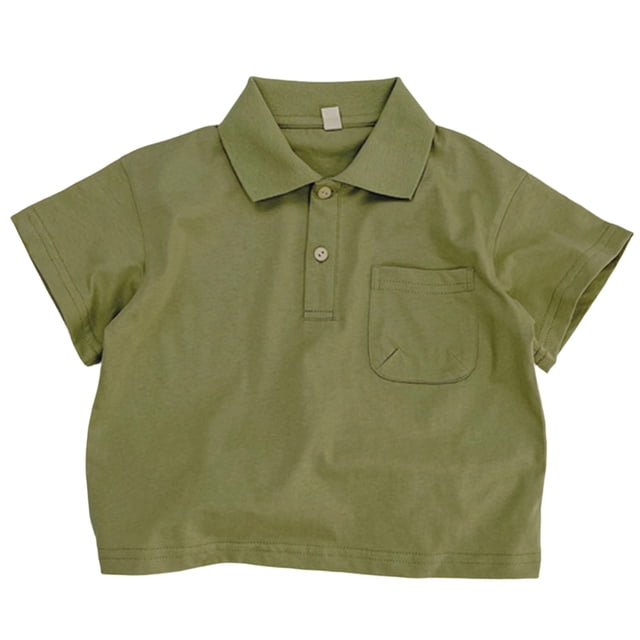 Odeerbi Chicos Niñas Algodón Golf Camisas Color Sólido Camisas de Manga Corta Uniforme Escolar Con Bolsillo