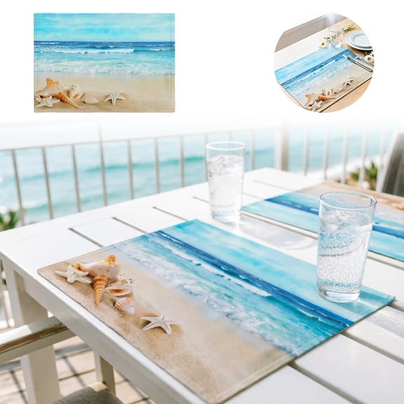 Coastal Beach Theme Placemat Decorative Dining Mat for Summer Table Decor
