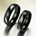 thumbnail image 3 of 18K Black/Gold Plated CZ Band 6mm Stainless Steel Engagement Couple Ring Sz 5-13, 3 of 9