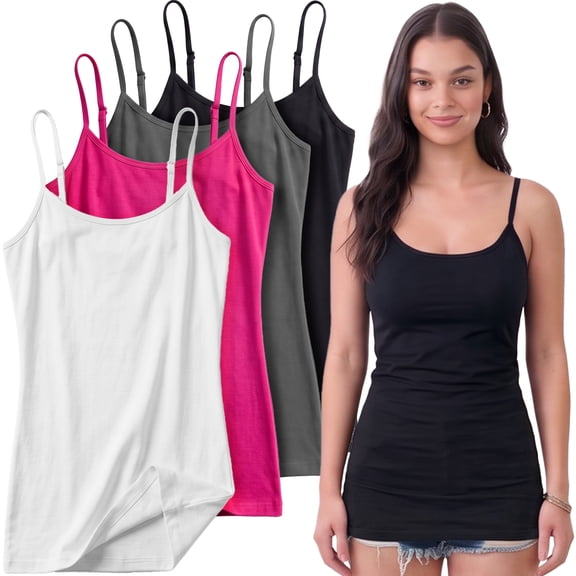 Essential Basic Women Value Pack Deal Cami Tanks Adjustable Spagetti Strap Many Colors - Small to 3XL
