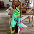 thumbnail image 3 of Nouvelle Robe Moderne Sans Manches à Motif Abstrait Liquide Carré Vert Menthe Multicolore, 3 of 4