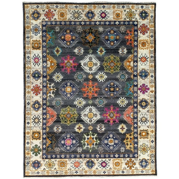 EORC N.Ivory Hand Knotted Wool Traditional Kazak Collection Rug, 8' x 10'