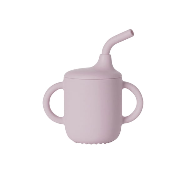 Toddler Sippy Cup, Zzbeans Non-Spill Silica Gel Straw Cup, Leak-Proof Training Cup with Handles for Babies Easy Grip Dishwasher Safe, Hot Pink