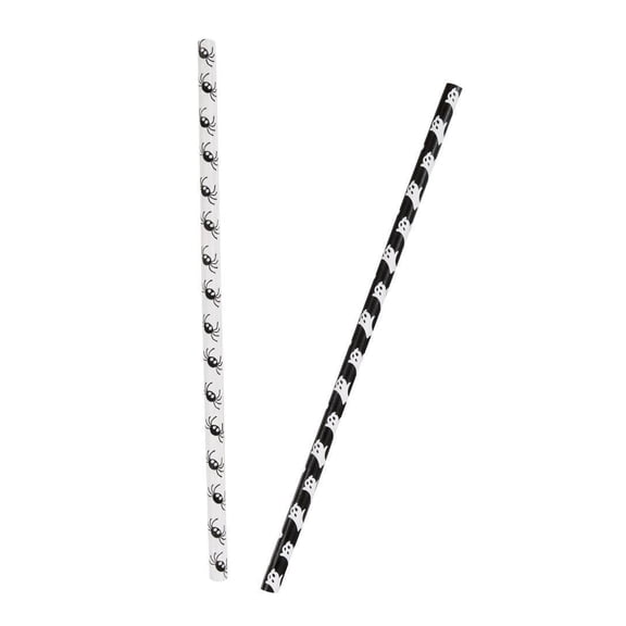 Ghost & Spider Halloween Paper Straws, 10ct