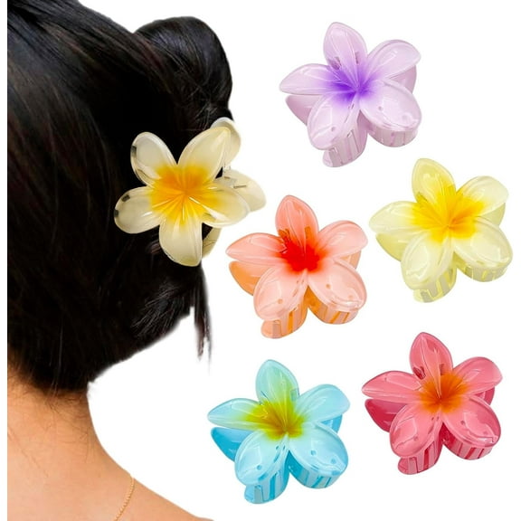 5 PCS Flower Hair Clips Flower Claw Clips for Medium Thick Hair Strong Hold Hawaiian Style for Women Girls