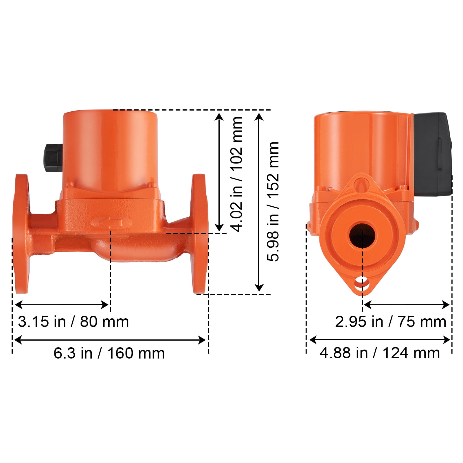 VEVOR 007-F5-7IFC Hot Water Recirculating Pump, 110V, 70W 23 GPM Hot Water Circulation Pump, 1" NPT Flange 3-Speed Circulator Pump, Quiet Operation Circulator Pump for Home Water Heater System